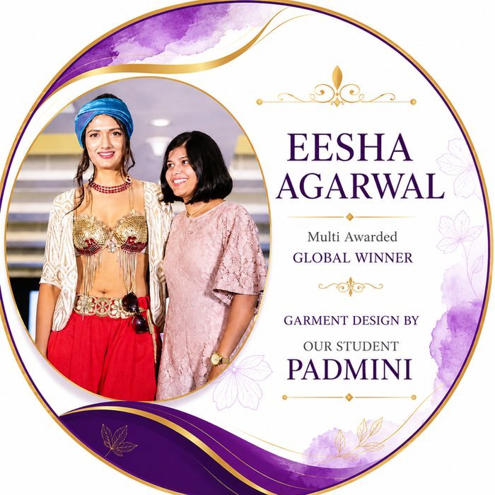 Garment designed by a Fashion O student for Eesha Agarwal, global award winner